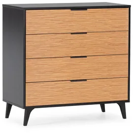 VS Venta-stock - Kommode, Denis 4 Schubladen, Schwarz/holzfarbe