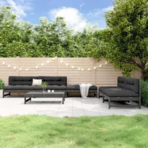 vidaXL 6-tlg. Garten-Lounge-Set Grau Massivholz Kiefer