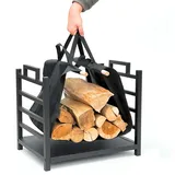 DanDiBo Ambiente Kaminholzregal Innen Metall 45 cm mit Tragetasche Schwarz