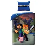 Minecraft Kinderbettwäsche Minecraft Steve & Alex Rosa 140 x 200 cm + 70 x 90 cm