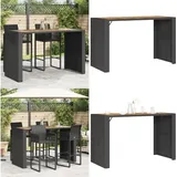 Vidaxl - Garten-Bartisch mit Holzplatte Schwarz 185x80x110 cm Polyrattan - Gartentisch - Bartisch - Gartenmöbel - Outdoor-Tisch - Rattan Tisch - Home