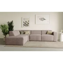 Ecksofa ANDAS "Noord", braun, B:282cm H:71cm T:222cm, 100% Polyester, Sofas, mit Kedernaht, in einem Soft-Touch Bezug