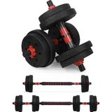 wuuhoo® Kurzhantelset Arni, 2er Set Hantel 27mm, Kurzhantel & Langhantel mit Gewichten 10kg bis 40kg, extra Lange Verbindungsstange - Fitnessgerät aus Kunststoff für Zuhause 10 kg (schwarz)