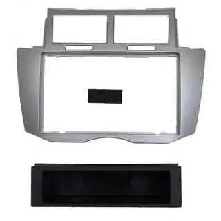 SCHLAUER-SHOP24 Radioblende TOYOTA YARIS (2007-2011) Einbaublende mit Ablagefach silber
