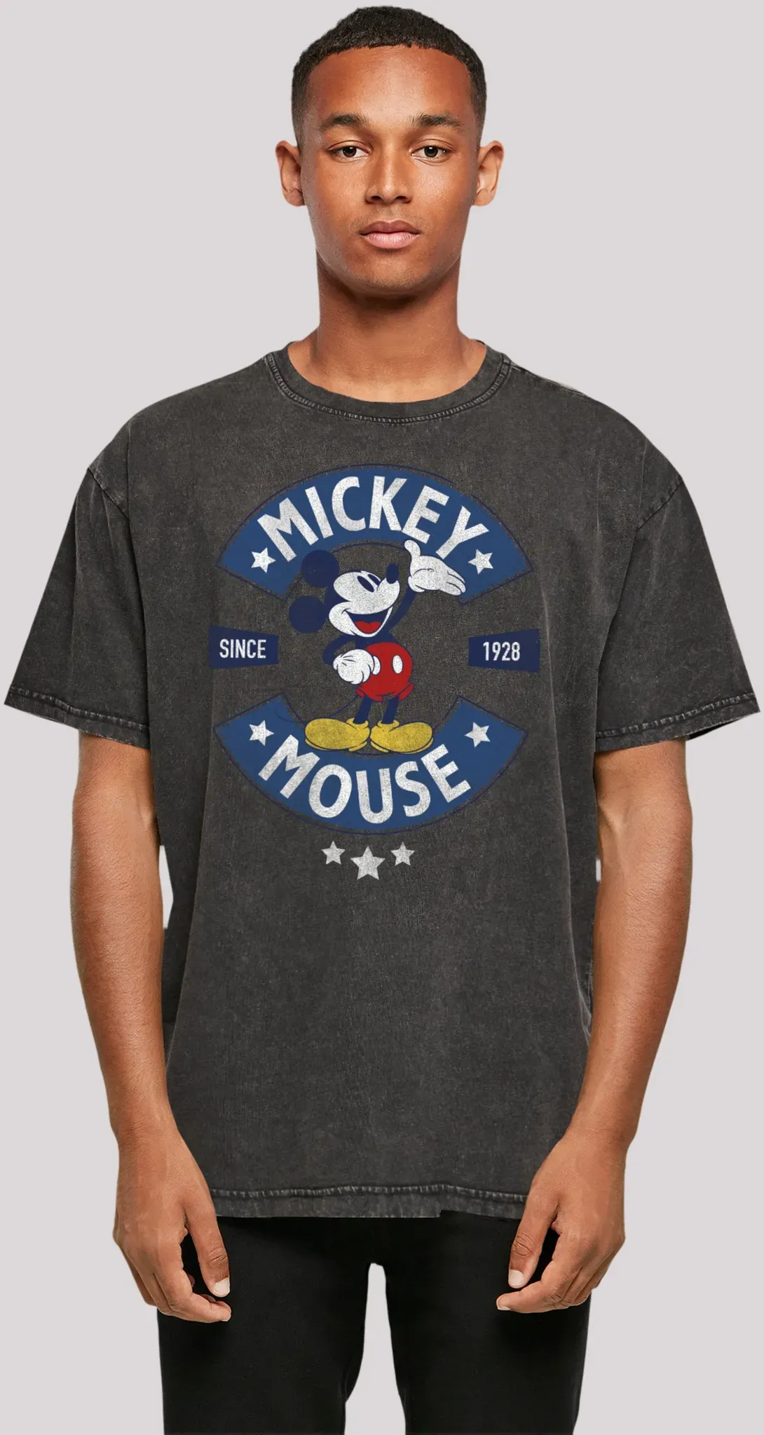 T-Shirt F4NT4STIC "Disney Mickey Mouse Mickey Mouse Rocker", Herren, Gr. M, schwarz, Obermaterial: 100% Baumwolle, casual, oversize, Rundhals, Kurzarm ohne Bündchen, Shirts, Premium Qualität