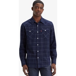Flanellhemd LEVI’S „BARSTOW WESTERN STANDARD“ Gr. M, N-Gr, blau (dark indigo) Herren Hemden Langarm