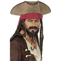 Piraten Hut Brown Mit Dreadlocks Karibik Kostüm Zubehör Herren Erwachsene