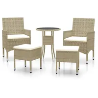 vidaXL 5-tlg Garten-Lounge-Set Poly Rattan Beige