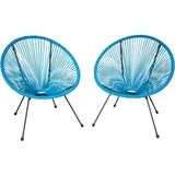 Tectake 2er Set Gartenstuhl 70,5 x 69 x 78 cm blau