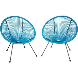 Tectake 2er Set Gartenstuhl 70,5 x 69 x 78 cm blau