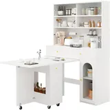 Beaok Buffet-Set, Weiß, Holzwerkstoff, 120x180x45 cm, Küchen, Küchenmöbel, Buffetschränke