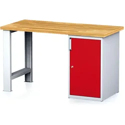 Werkbank MECHANIC, 1500x685x880 mm, 1 Schränke, grau/rot