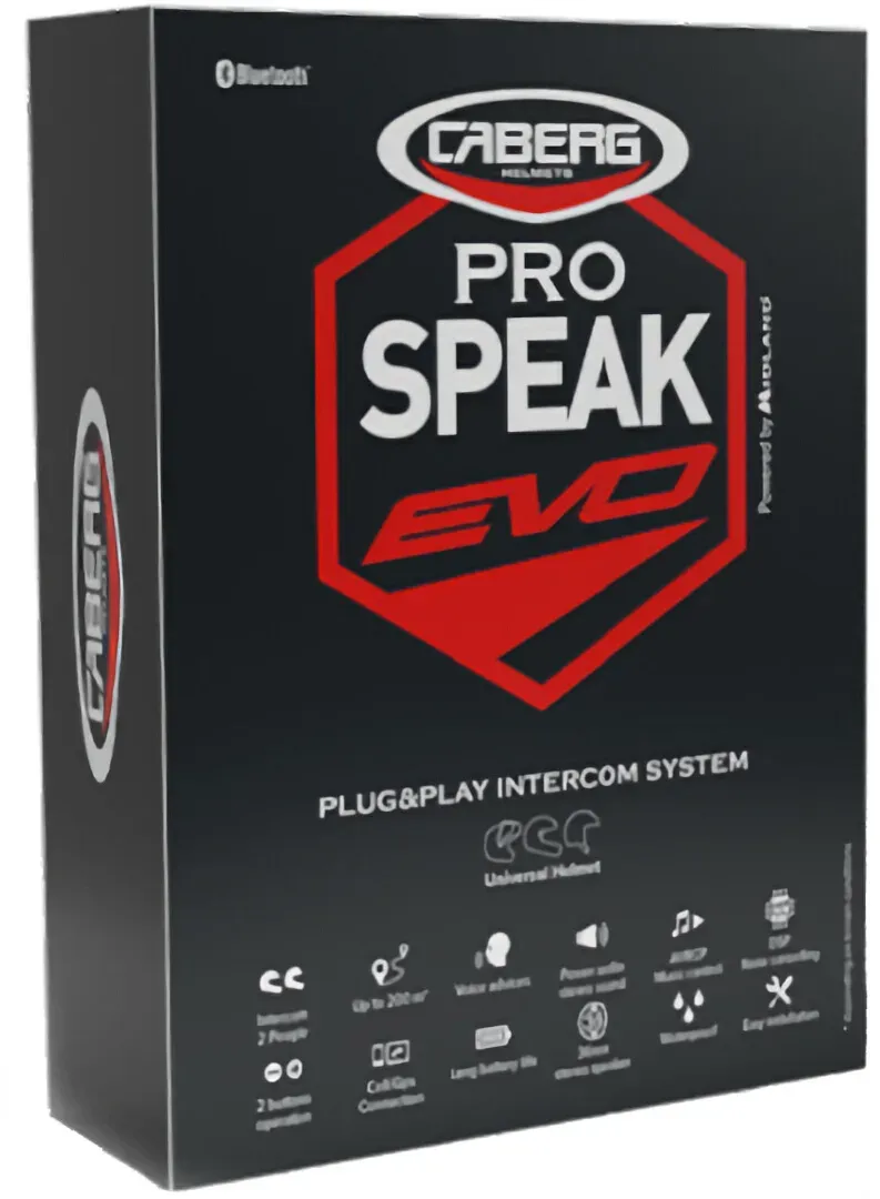 Caberg Pro Speak Evo Bluetooth Kommunikationssystem Einzelset, schwarz für Männer