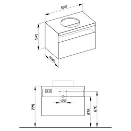 Keuco Stageline Waschtisch-Unterschrank 32863300100 80 x 55 x 49 cm, Dekor weiß, Glas weiß klar, mit Elektrik