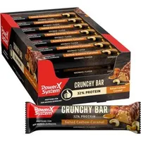 Power-System Proteinriegel Crunchy Bar, 21 Riegel, Salt Cashew-Caramel,je 45g, pro Riegel 15g Protein