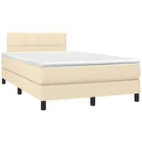 vidaXL Boxspringbett mit Matratze & LED Creme 120x200 cm Stoff