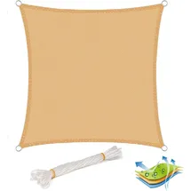 Woltu Sonnensegel Quadratisch HDPE 400 x 400 cm Sand