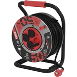 EMOS P19223 Kabeltrommel, SCHUKO, 4 Steckdosen, Länge 50m, 1,5mm2, H07RN-F, Gummi, schwarz (1928245003)