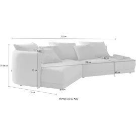 Designwerk Ecksofa DESIGNWERK "New York L-Form, anmutendes Designsofa", grau (dunkelgrau), B:333cm T:179cm, 100% Polyester, Sofas, Ecksofa, mit moderner R&ung im Rücken