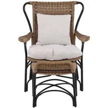 VCM Loreto Sessel mit Gartenkissen mit Hocker Schwarz