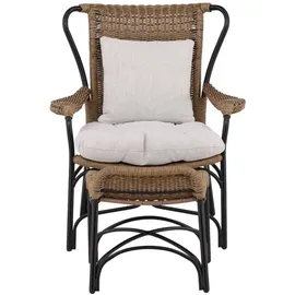 VCM Loreto Sessel mit Gartenkissen mit Hocker Schwarz