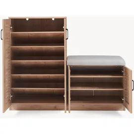 [en.casa] Løten 120 x 97 x 36 cm mit Sitzbank beige / beige