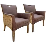 Amagohome Stuhl Esszimmer Stuhl Set 2 Stück Polsterstuhl mit Armlehnen Rattanstuhl Dar