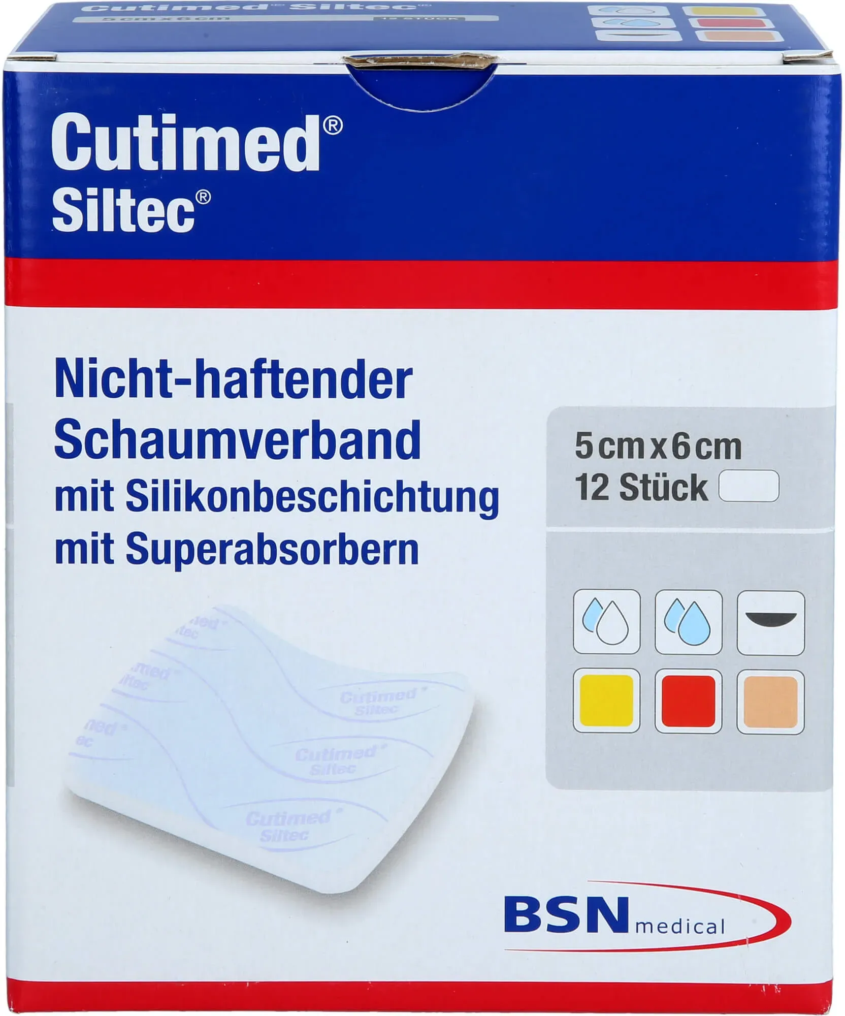 Cutimed Siltec Schaumverb.5x6 cm Nicht Haftend 12 ST