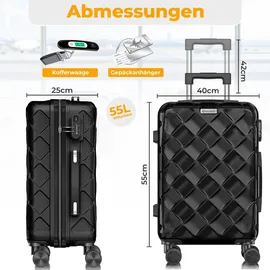 Kesser KESSER® Reisekoffer Koffer ABS Hartschalenkoffer mit Zahlenschloss, Kofferwaage & Reisebrieftasche 360° Rollen Koffer für Business Reise Trolley
