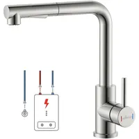 Niederdruck Armatur Küche Ausziehbar APPASO, Niederdruck Küchenarmatur mit Brause, Wasserhahn Küche Niederdruck 3 Anschlüssen, Spültischarmatur Niederdruck mit 2 Strahlarten für Boiler