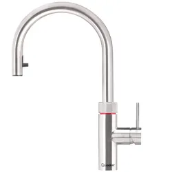 Quooker - Flex Wasserhahn mit Ausziehschlauch, Hahnfarbe:-Schwarz, Warmwasser Reservoir für Heißwasseraufbereitung (kombinierbar mit Cube):-COMBI+  (mit hausseitigen Warmwasseranschluss, aber lange Wartezeit auf Warmwasser), Kaltwasser und Sprudel Reservoir (kombinierbar mit Heißwasseranlage):-ohne CUBE, Zubehör:-Lastenwechsler