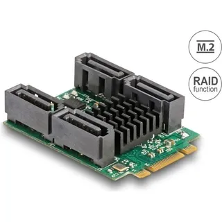 DeLock Konverter M.2 Key B+M Stecker zu 4 x SATA Stecker mit RAID und HyperDuo,