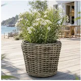 Van der Leeden Blumentopf Blumenkorb Pflanzkorb 36x28cm Rattan Weide Sylter Korb Drypot 12L (1 St), Indoor & Outdoor, Rattan, 12 L, Naturprodukt, incl. Kunststoffeimer braun