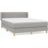 vidaXL Boxspringbett mit Matratze Hellgrau 140x200 cm Stoff