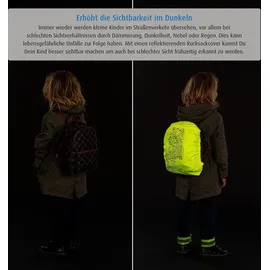 Reer MyBuddyGuard Rucksackcover M, gut sichtbare Regenhülle für Schulranzen