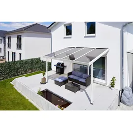 Gutta Terrassendach Premium 309 x 306 cm weiß / Polycarbonat bronce