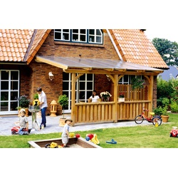 Terrassendach SKANHOLZ „Rimini“ Terrassenüberdachungen Gr. B/H/T: 434 cm x 260 cm x 250 cm, naturbelassen, beige (natur) Überdachungen 434 cm Breite, verschiedene Tiefen