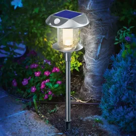 esotec Solarleuchte Edelstahl H38cm inkl. Bewegungsmelder silber