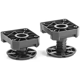 woplus 4er Set Sockelfüße flach 50–75 mm | Küchenfüße Set extrem belastbar bis 1800 kg (450 kg/Fuß) | Stabile Möbelfüße höhenverstellbar für Küchenschrank & Werkstatt | Kunststoff (PP), Schwarz