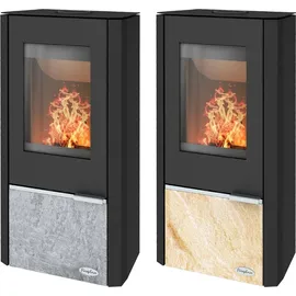 FIREPLACE Kingstone Stahl Schwarz/Abdeckplatte Sandstein