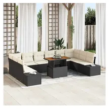 vidaXL Garten-Sofa-Set 11-tlg. schwarz/creme