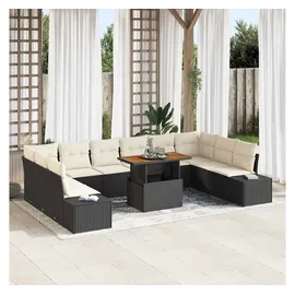 vidaXL Garten-Sofa-Set 11-tlg. schwarz/creme
