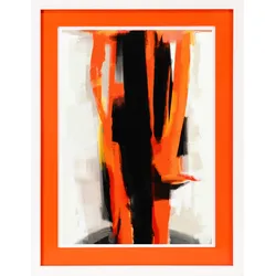 queence Bild mit Rahmen »Abstrakt, schwarz, orange«, Abstrakt-Mode-Modebilder, (1 St.), Poster mit buntem Acrylglas Passepartout queence Farbe Rahmen: weiß + Farbe Bild(er): orange