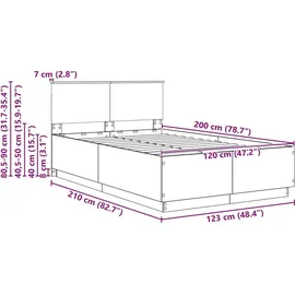 vidaXL Moderner Bettrahmen 120 x 200 cm Braun