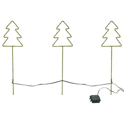 LED Metall Gartenstecker Tannenbaum 3-teilig 60 LEDs Batterie Timerfunktion
