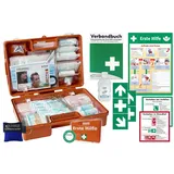 HM Arbeitsmedizin Erste-Hilfe-Koffer M2 für Betriebe nach aktueller DIN/EN 13157 -Komplettpaket- von HM-Arbeitsmedizin mit Beatmungshilfe, Verbandbuch & Hygiene-Ausstattung + Aushang + Folienaufkleber