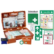 HM Arbeitsmedizin Erste-Hilfe-Koffer M2 für Betriebe nach aktueller DIN/EN 13157 -Komplettpaket- von HM-Arbeitsmedizin mit Beatmungshilfe, Verbandbuch & Hygiene-Ausstattung + Aushang + Folienaufkleber