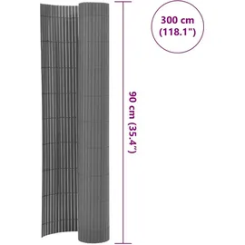 vidaXL Gartenzaun Doppelseitig 90 x 300 cm Grau/Kunststoff
