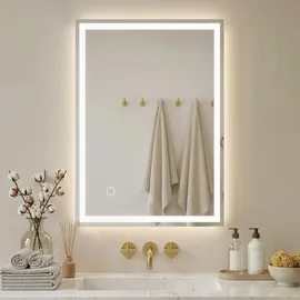 Homcom Badezimmerspiegel Glas, 50x4x70 cm Silber