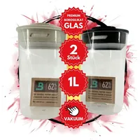 TronicXL 2x 1 Liter XXL Vakuum Kräuter Borosilikat Glas